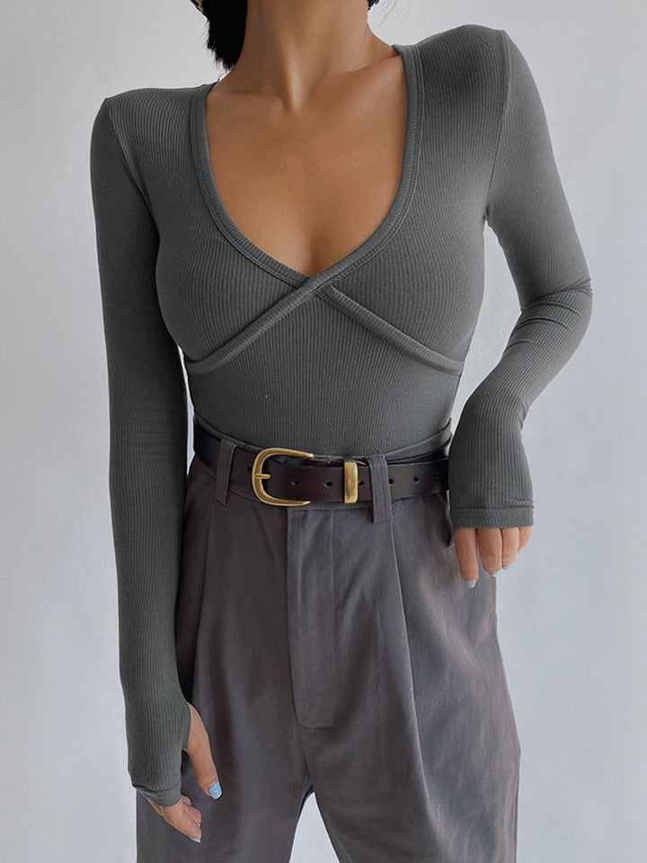 Chemise Manches Longues Classique Col en V