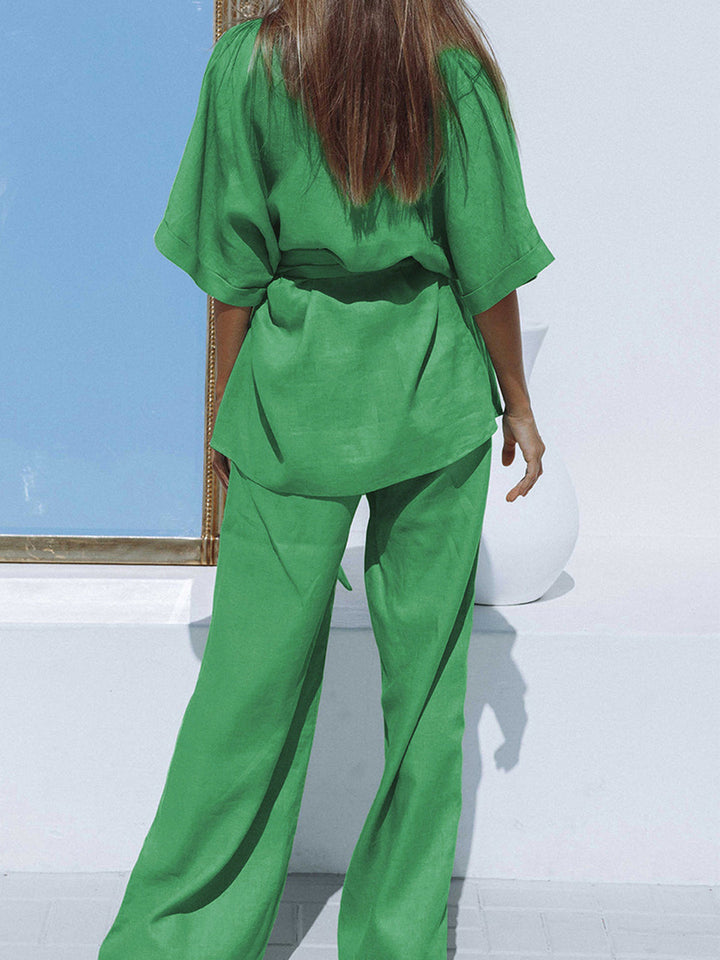 Ensemble Pantalon Cravate Oversized en Lin