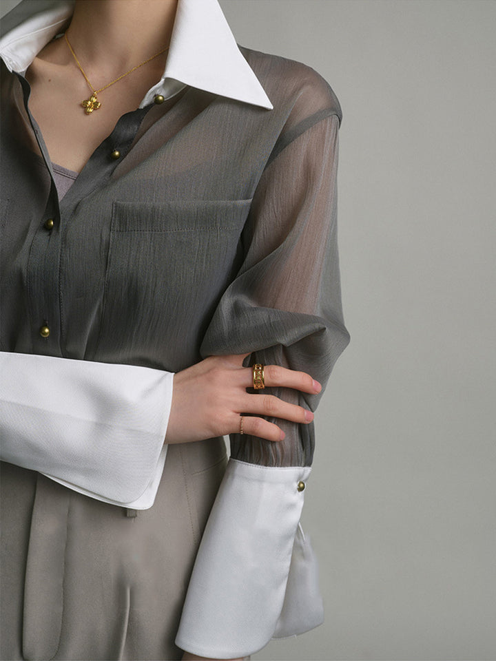 Chemise semi-transparente décontractée avec haut camisole