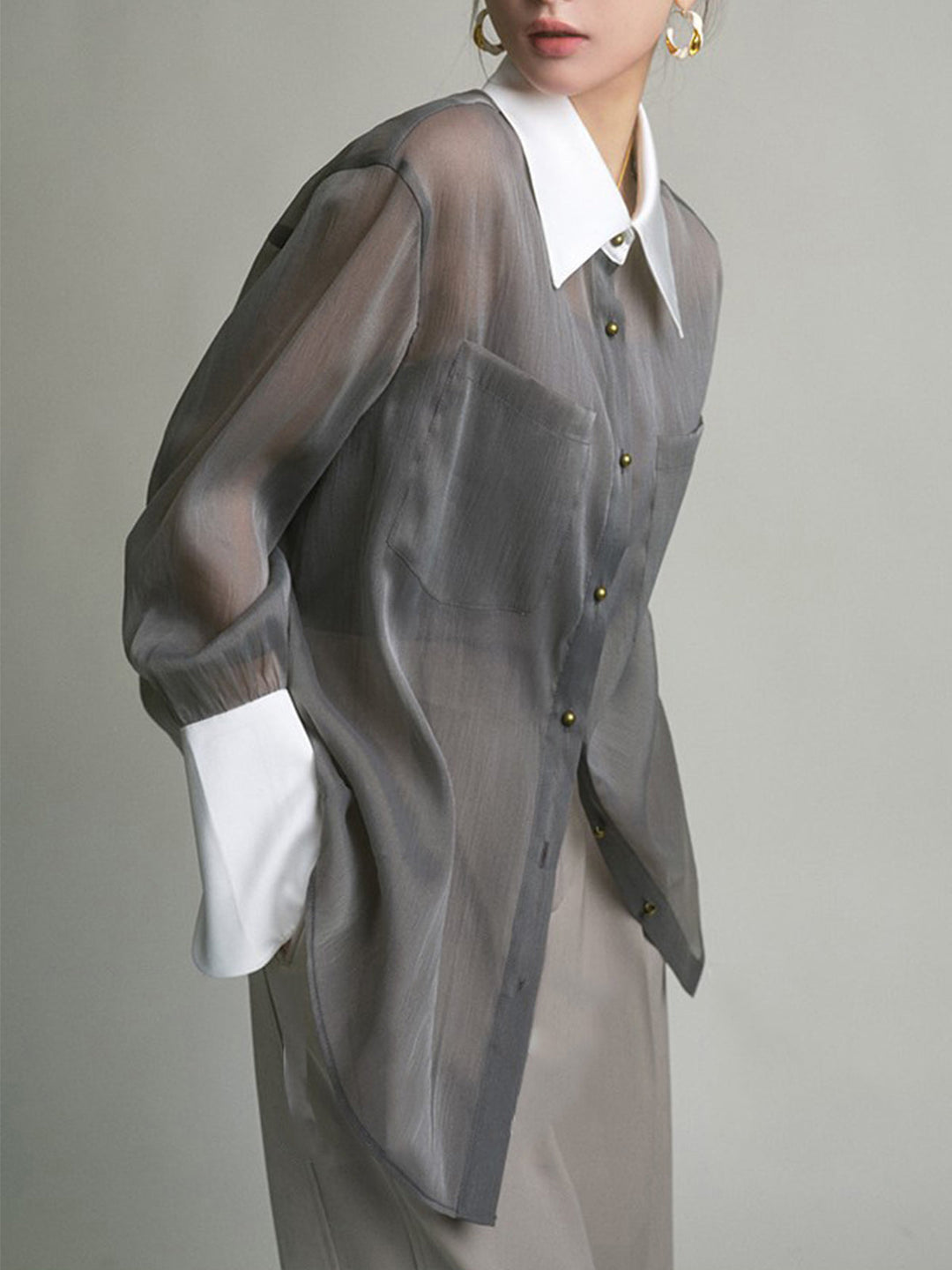 Chemise semi-transparente décontractée avec haut camisole