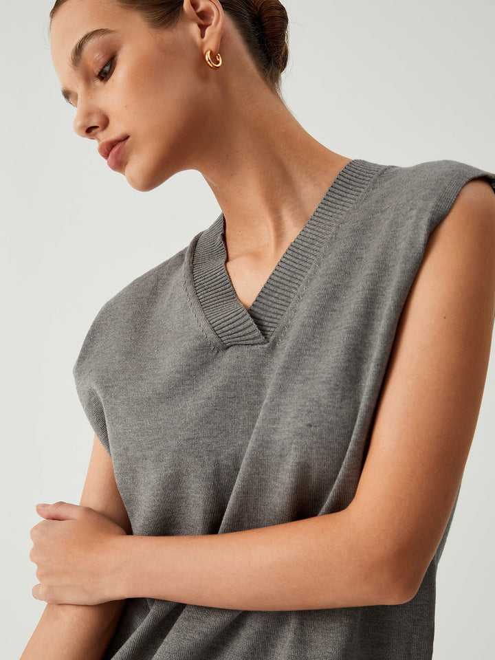 Gilet Pull Sans Manches "Elle est sans effort"