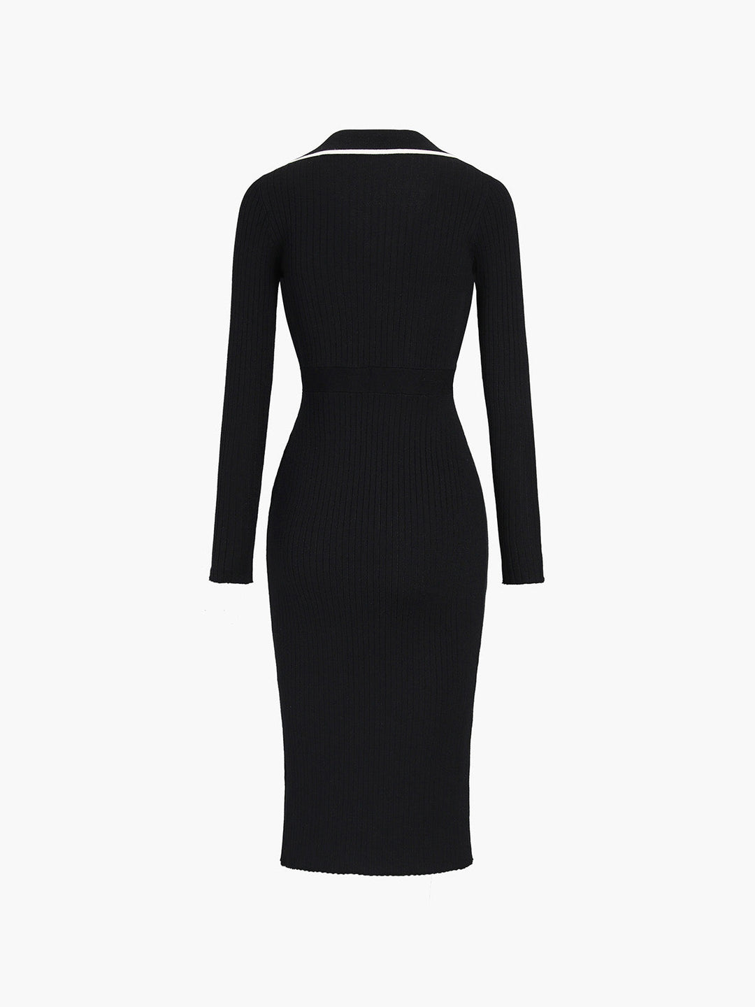 Robe Mi-longue en Tricot à Bordures Contrastées