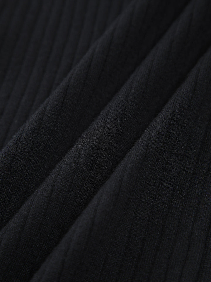 Robe Mi-longue en Tricot à Bordures Contrastées