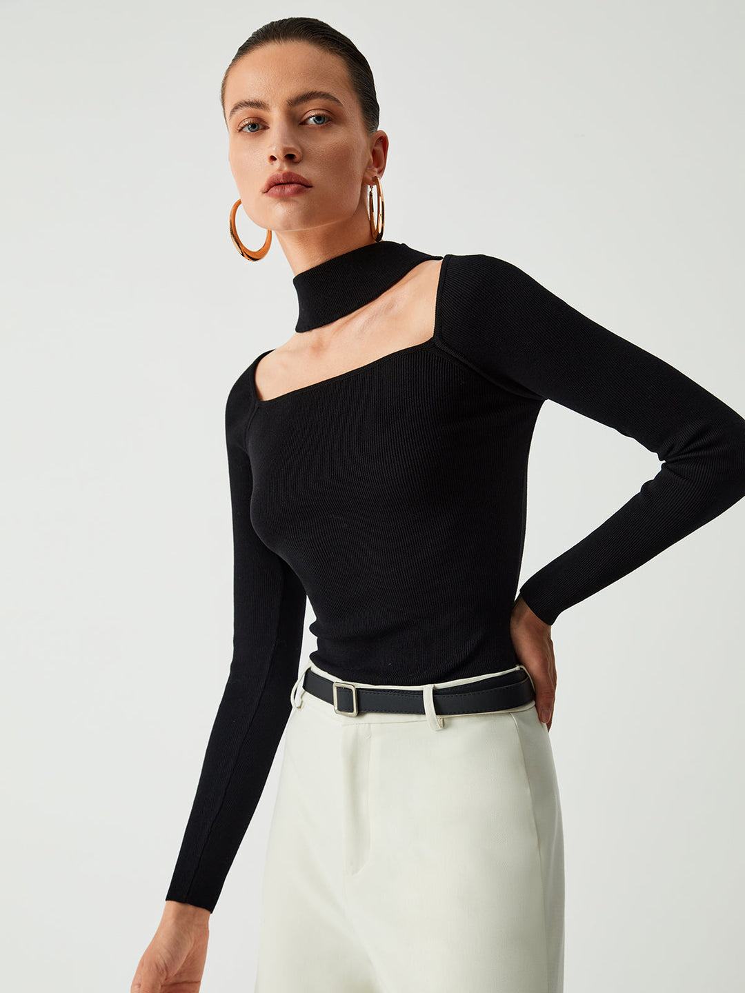Combinaison Bodysuit à Manches Longues et Col Roulé pour Femme
