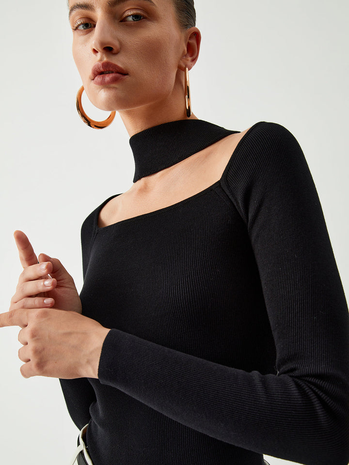 Combinaison Bodysuit à Manches Longues et Col Roulé pour Femme