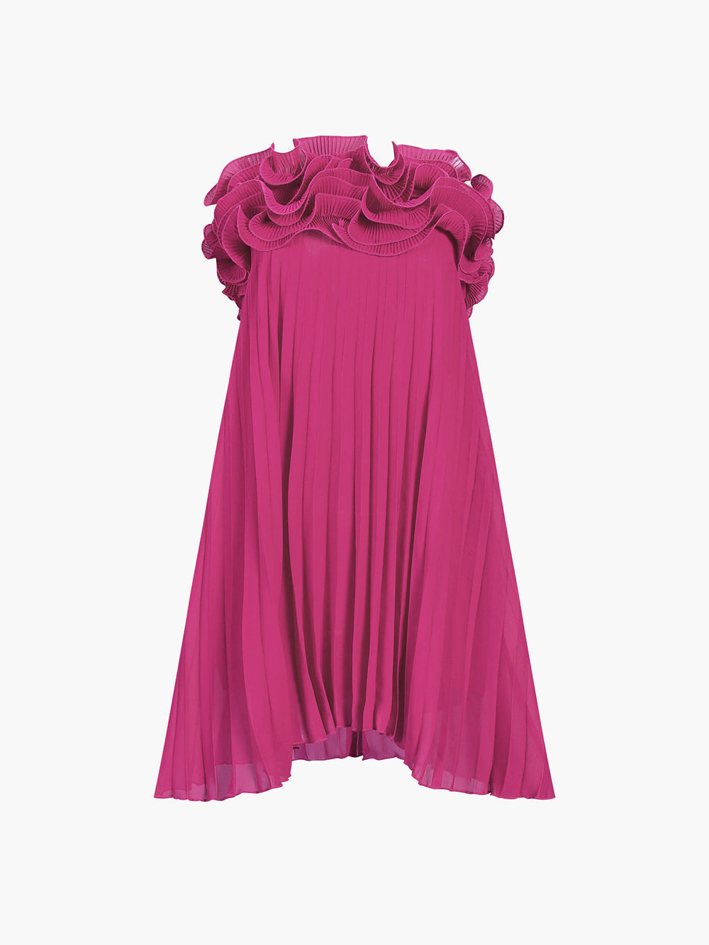 Robe Courte à Volants en Maille Plissée