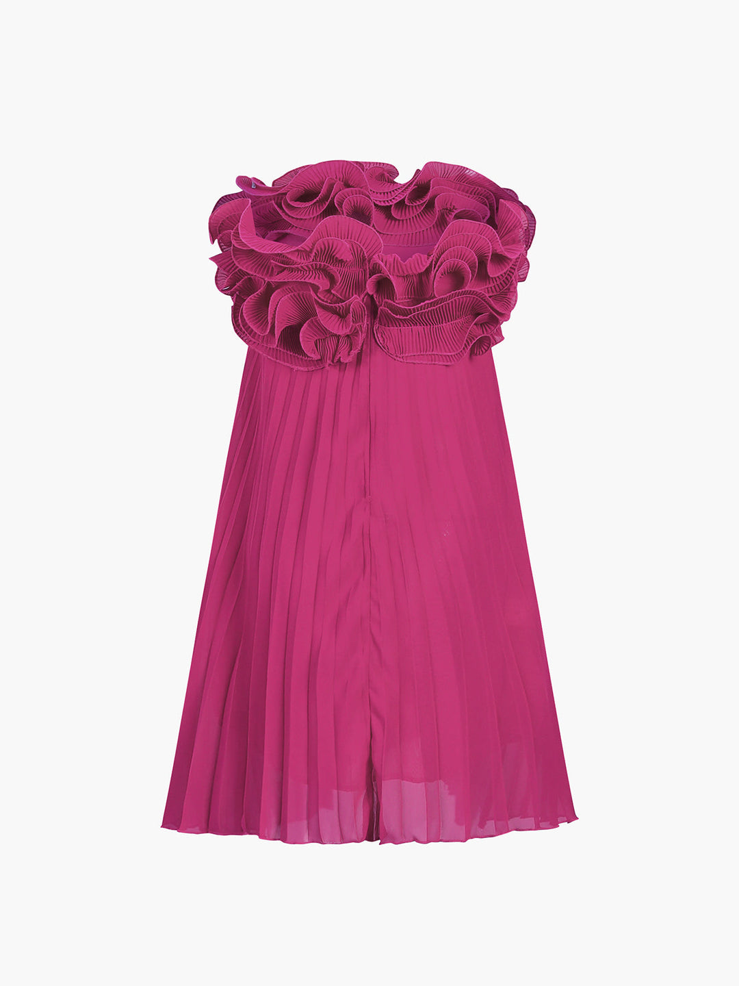 Robe Courte à Volants en Maille Plissée
