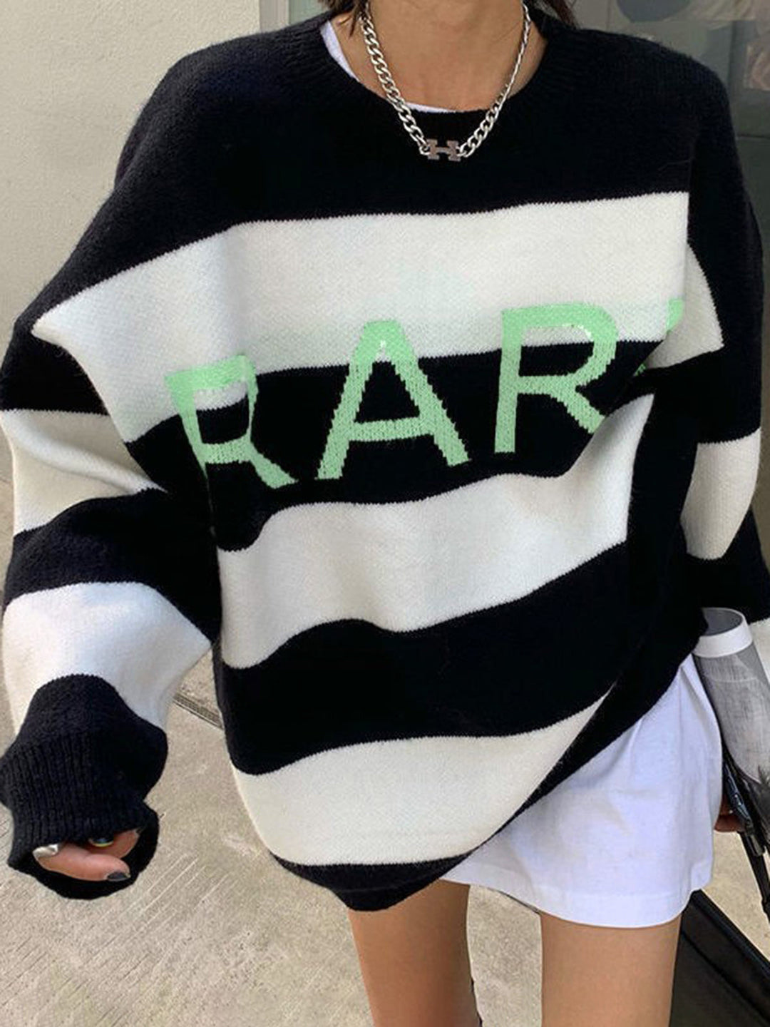 Pull Rayé Surdimensionné Rare