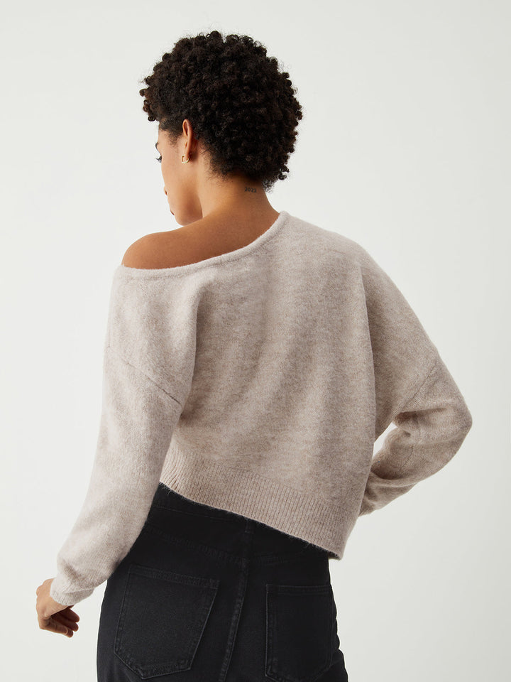 Sweater à ourlet oblique en flocons d'avoine