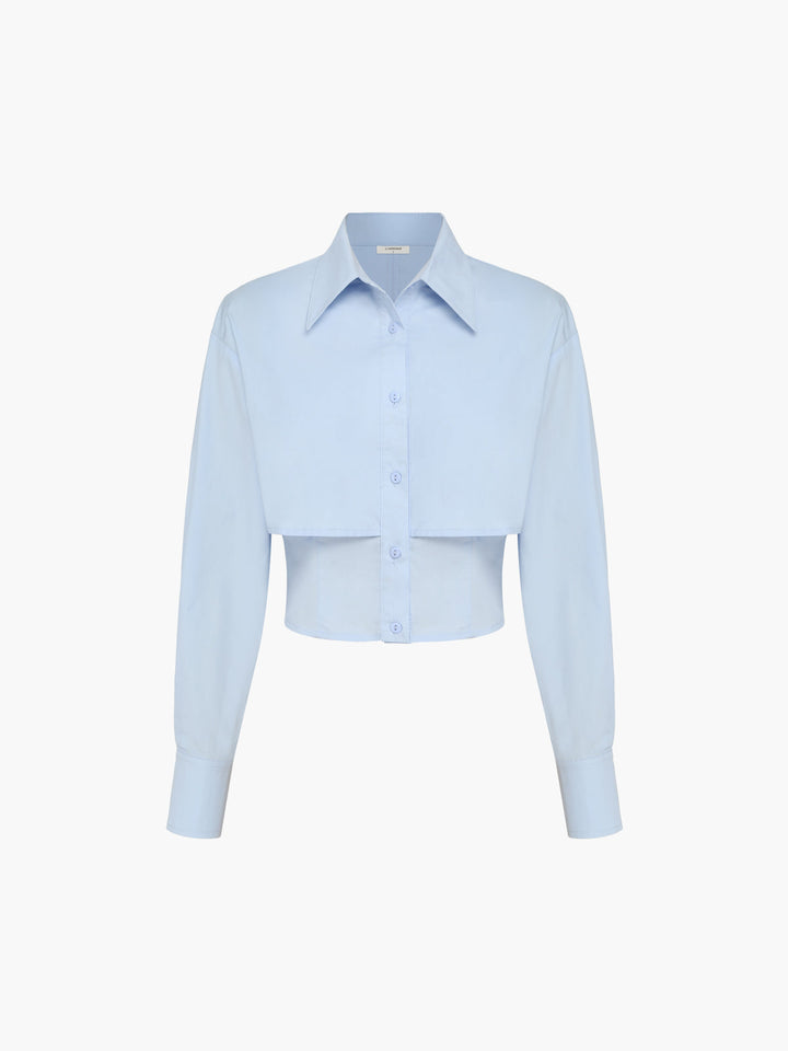 Chemise Courte Bébé Bleu Col Ouvert Double Épaisseur