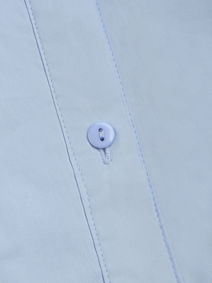 Chemise Courte Bébé Bleu Col Ouvert Double Épaisseur