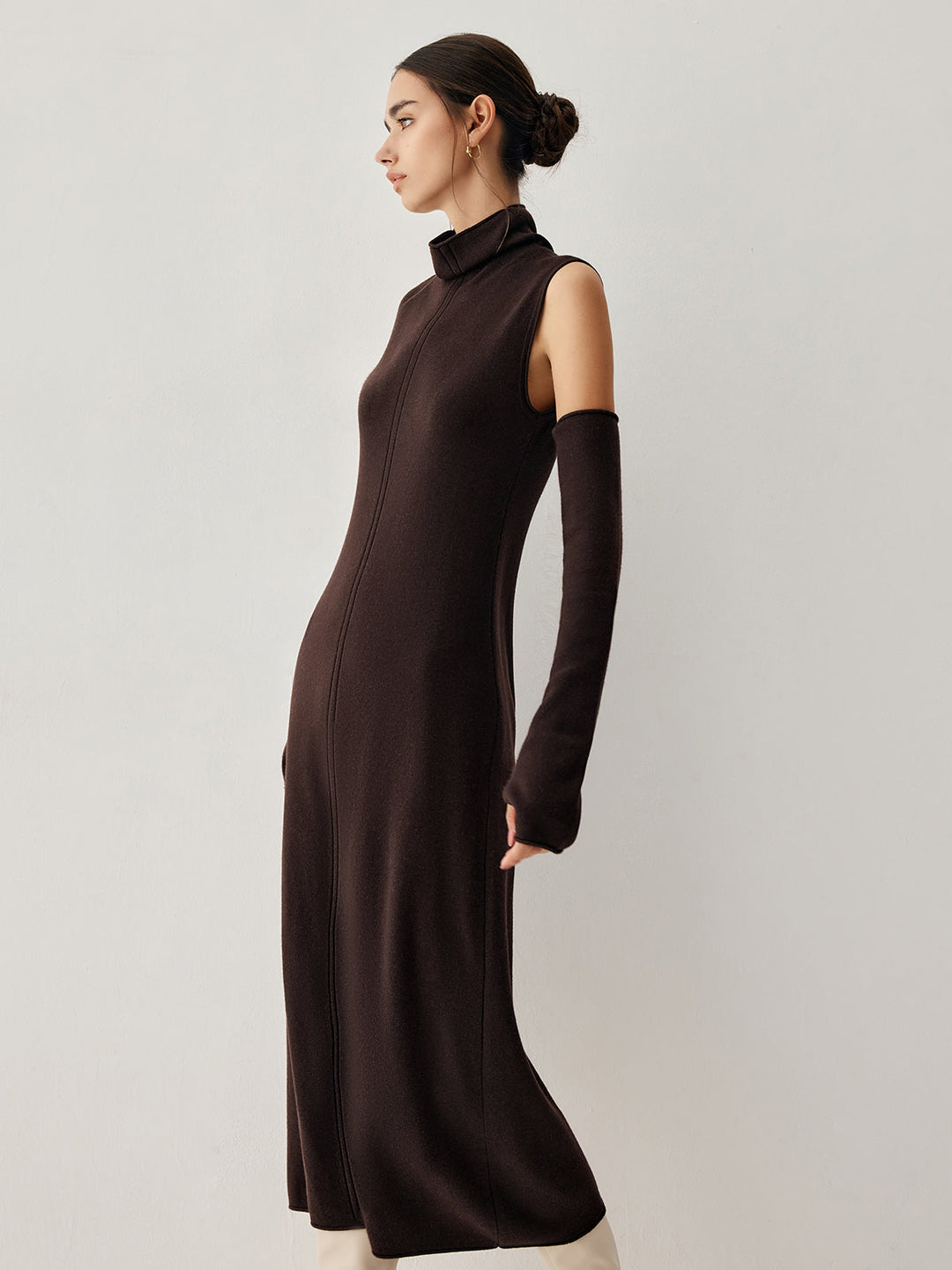 Robe Pull Long Col Montant Avec Gants