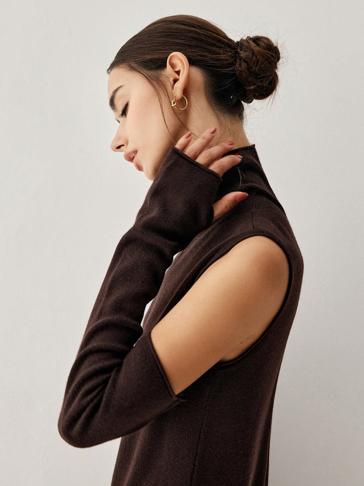 Robe Pull Long Col Montant Avec Gants