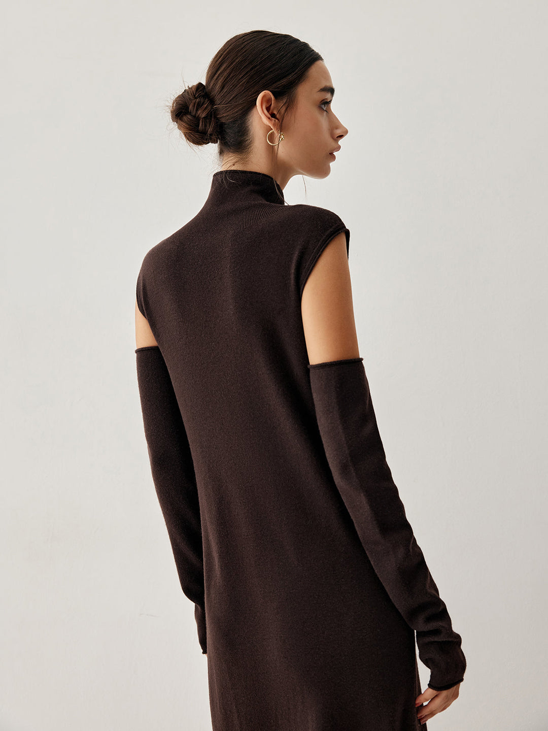 Robe Pull Long Col Montant Avec Gants