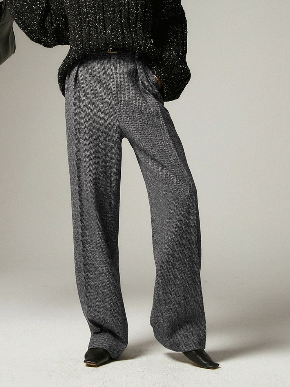 Pantalons Habillés Jambe Large à Chevrons