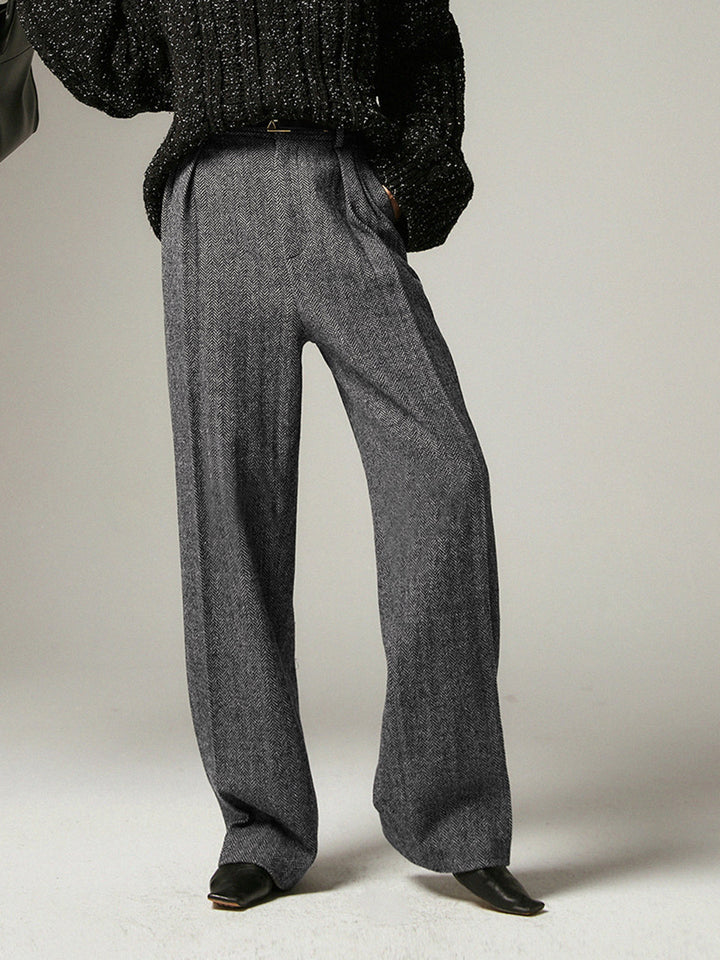 Pantalons Habillés Jambe Large à Chevrons