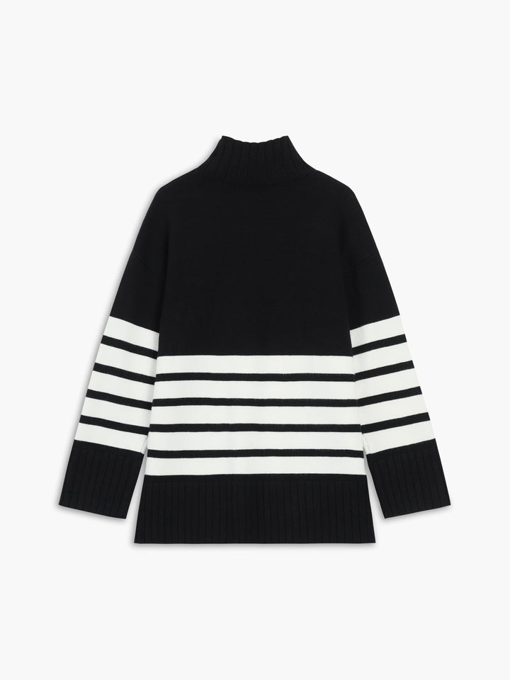 Pull Col Ample Parisien à Rayures Miss Paris
