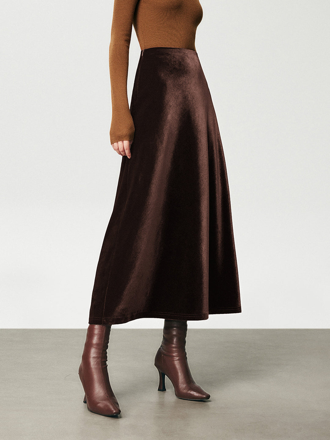 Jupe Maxi Taille Haute en Velours
