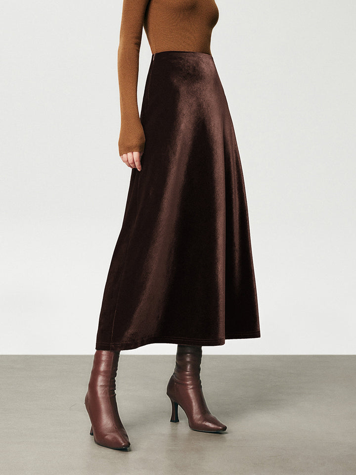 Jupe Maxi Taille Haute en Velours