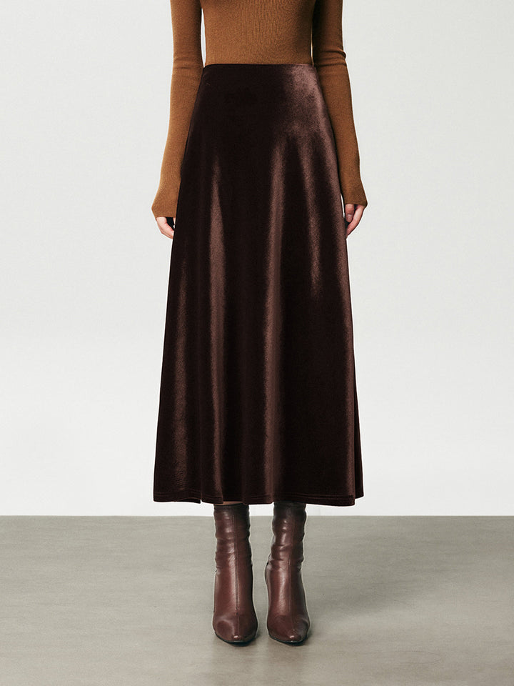 Jupe Maxi Taille Haute en Velours