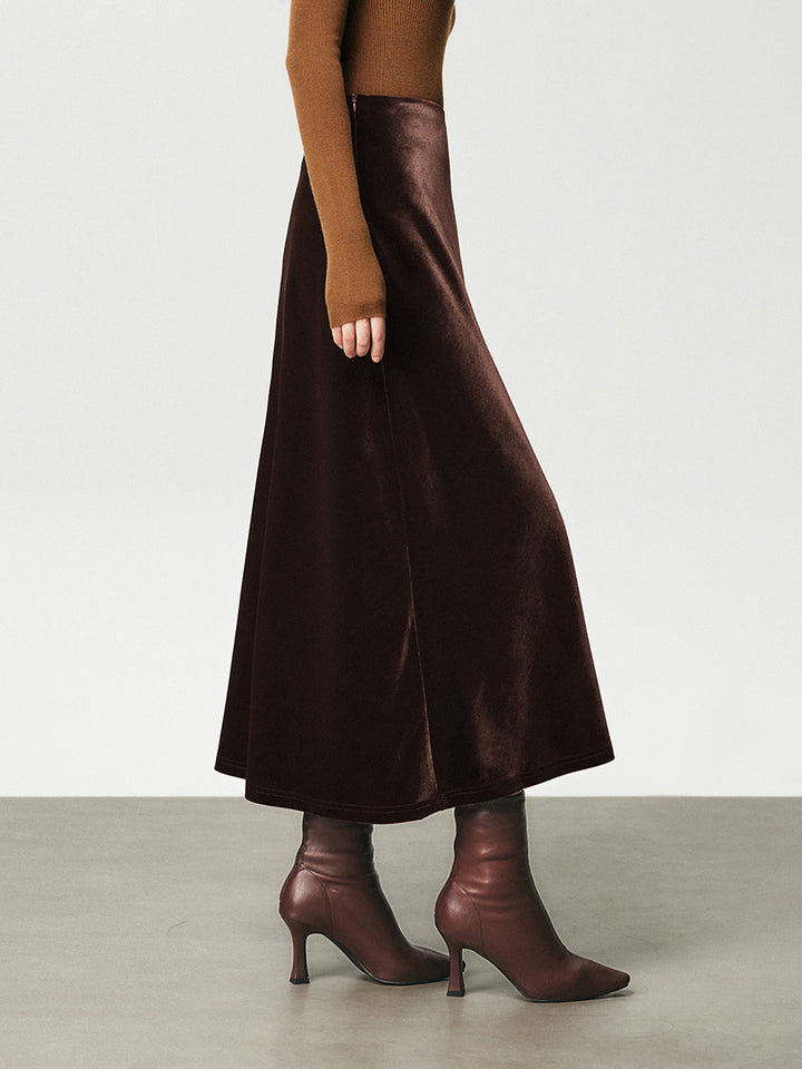 Jupe Maxi Taille Haute en Velours