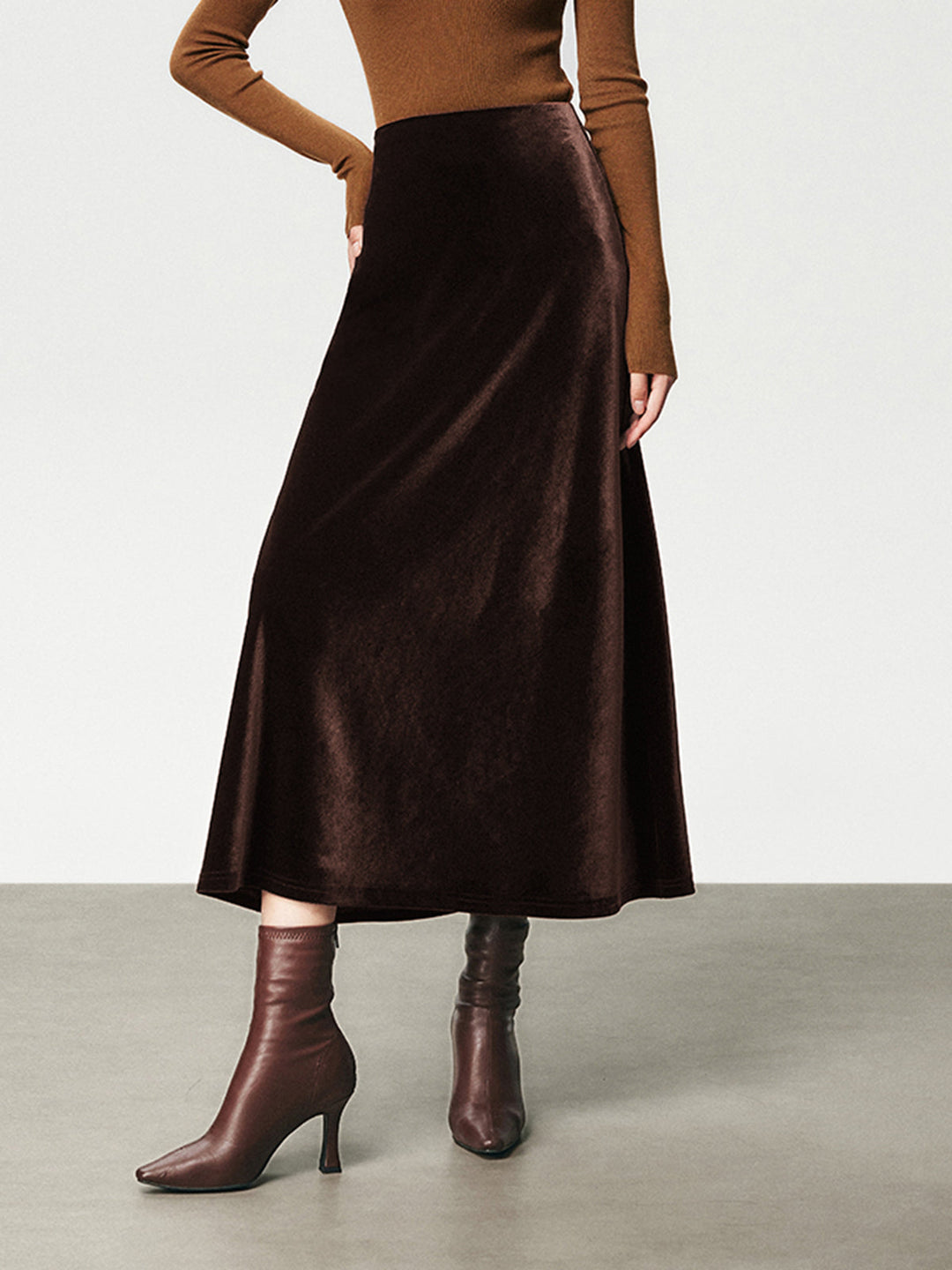 Jupe Maxi Taille Haute en Velours