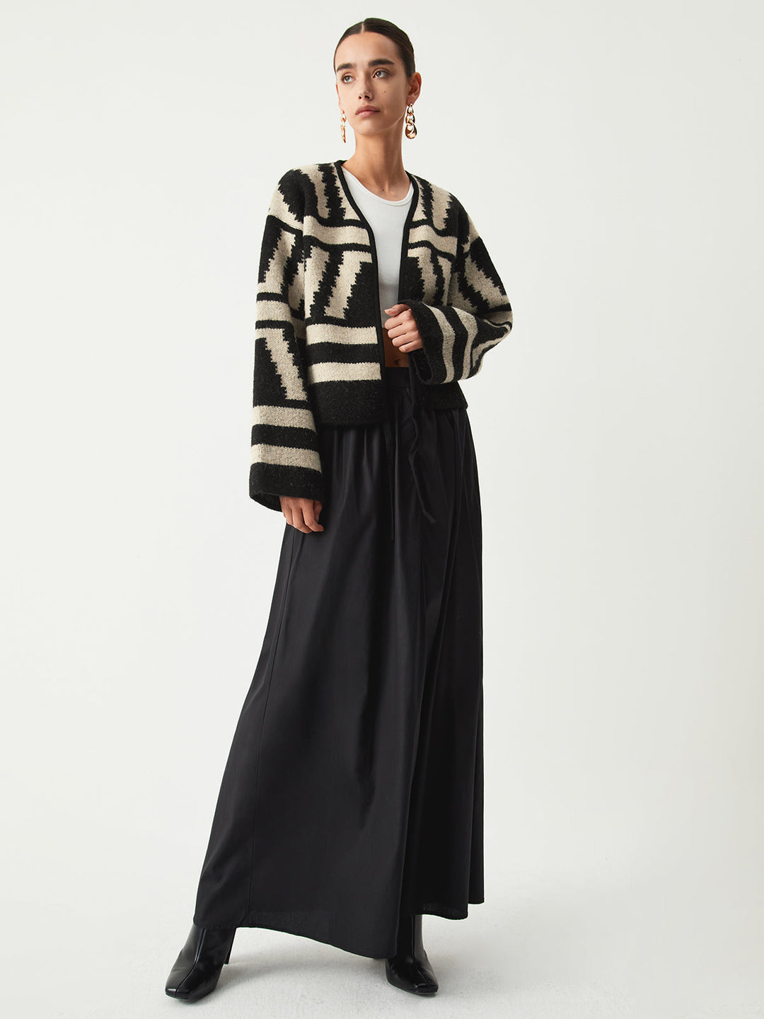 Cardigan Kimono à Imprimé Géométrique