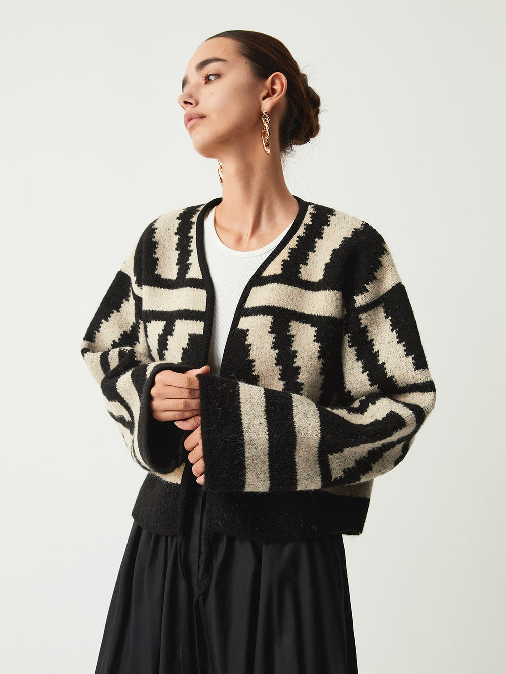 Cardigan Kimono à Imprimé Géométrique