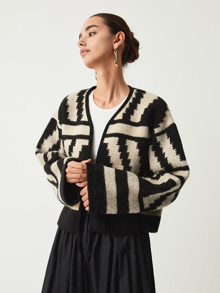 Cardigan Kimono à Imprimé Géométrique