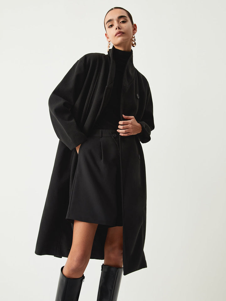 Trench coat longline à col montant