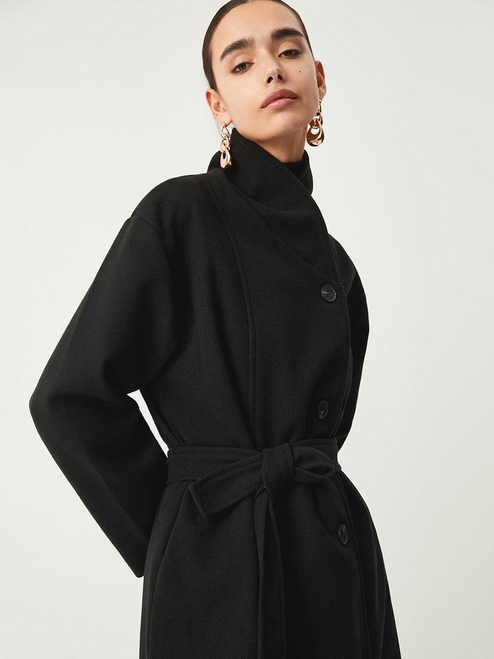 Trench coat longline à col montant