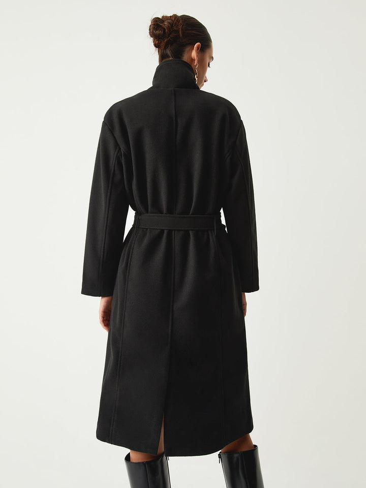 Trench coat longline à col montant