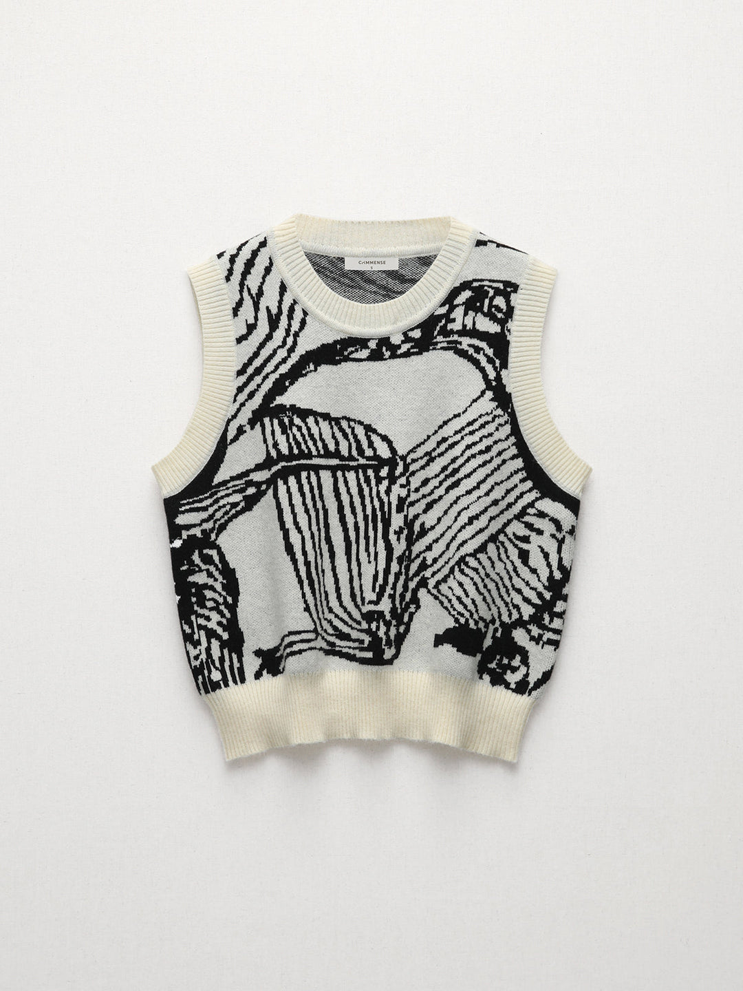 Gilet Pull Sans Manches à Fleurs avec Bordure Contrastante