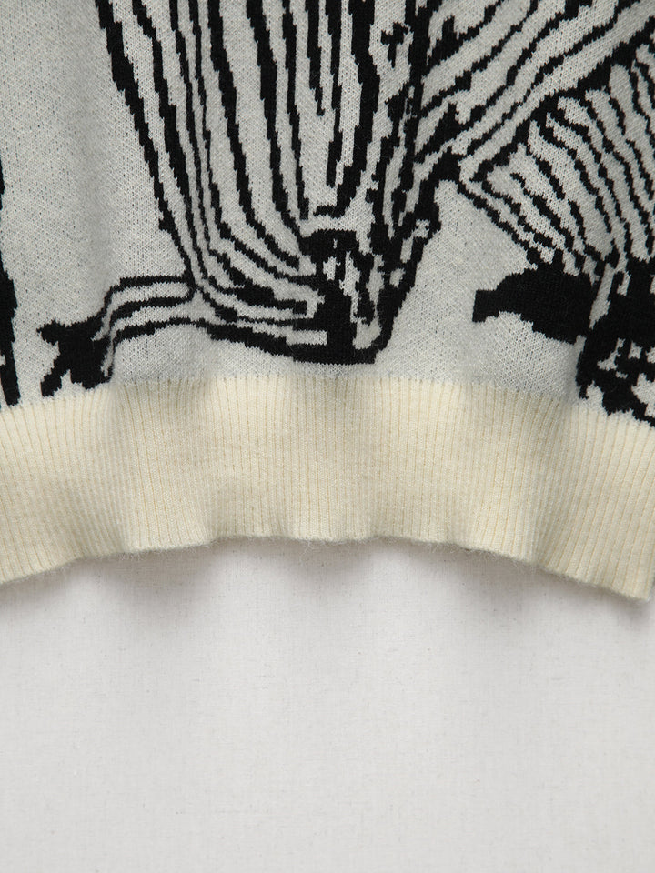 Gilet Pull Sans Manches à Fleurs avec Bordure Contrastante