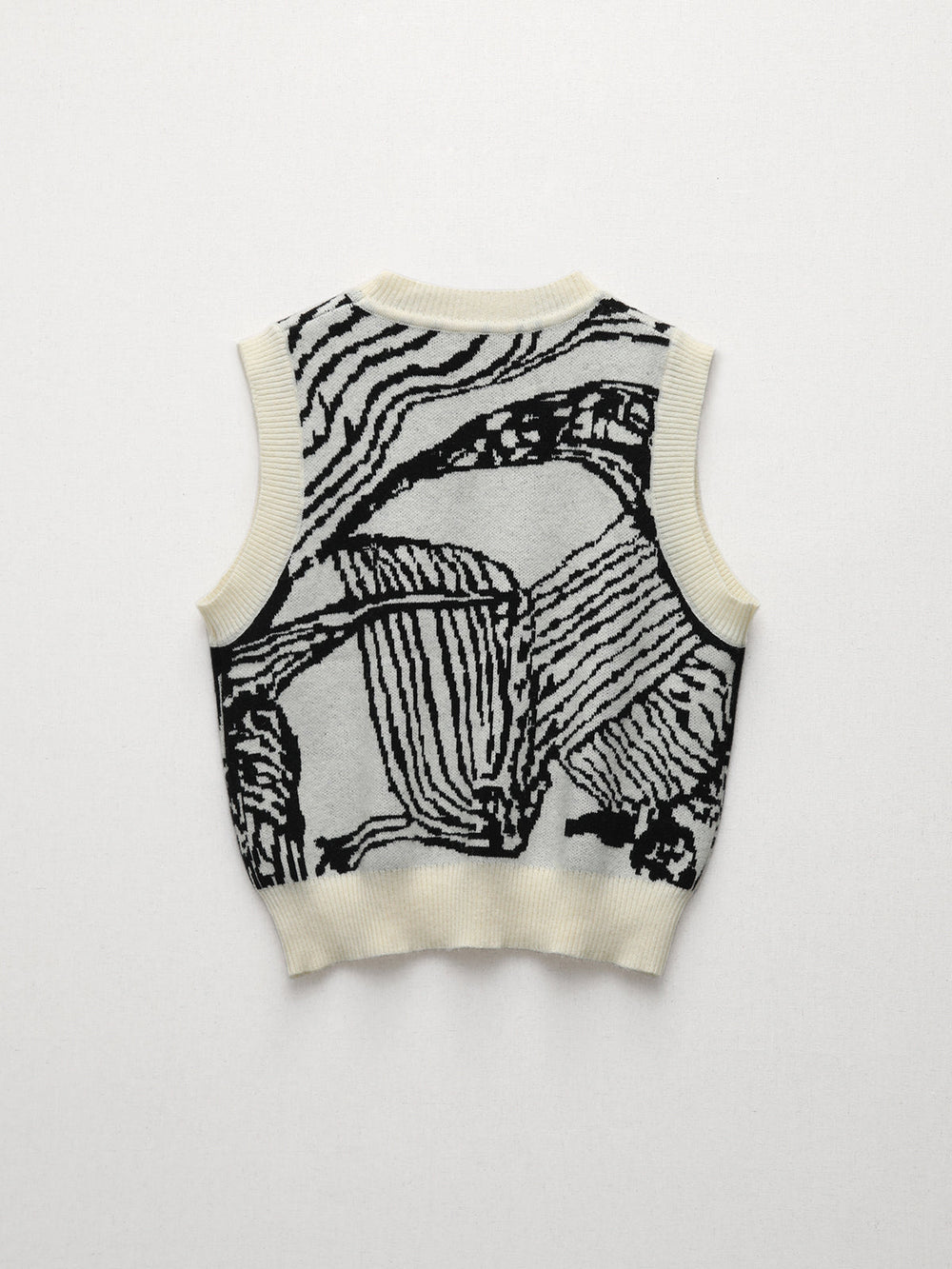 Gilet Pull Sans Manches à Fleurs avec Bordure Contrastante
