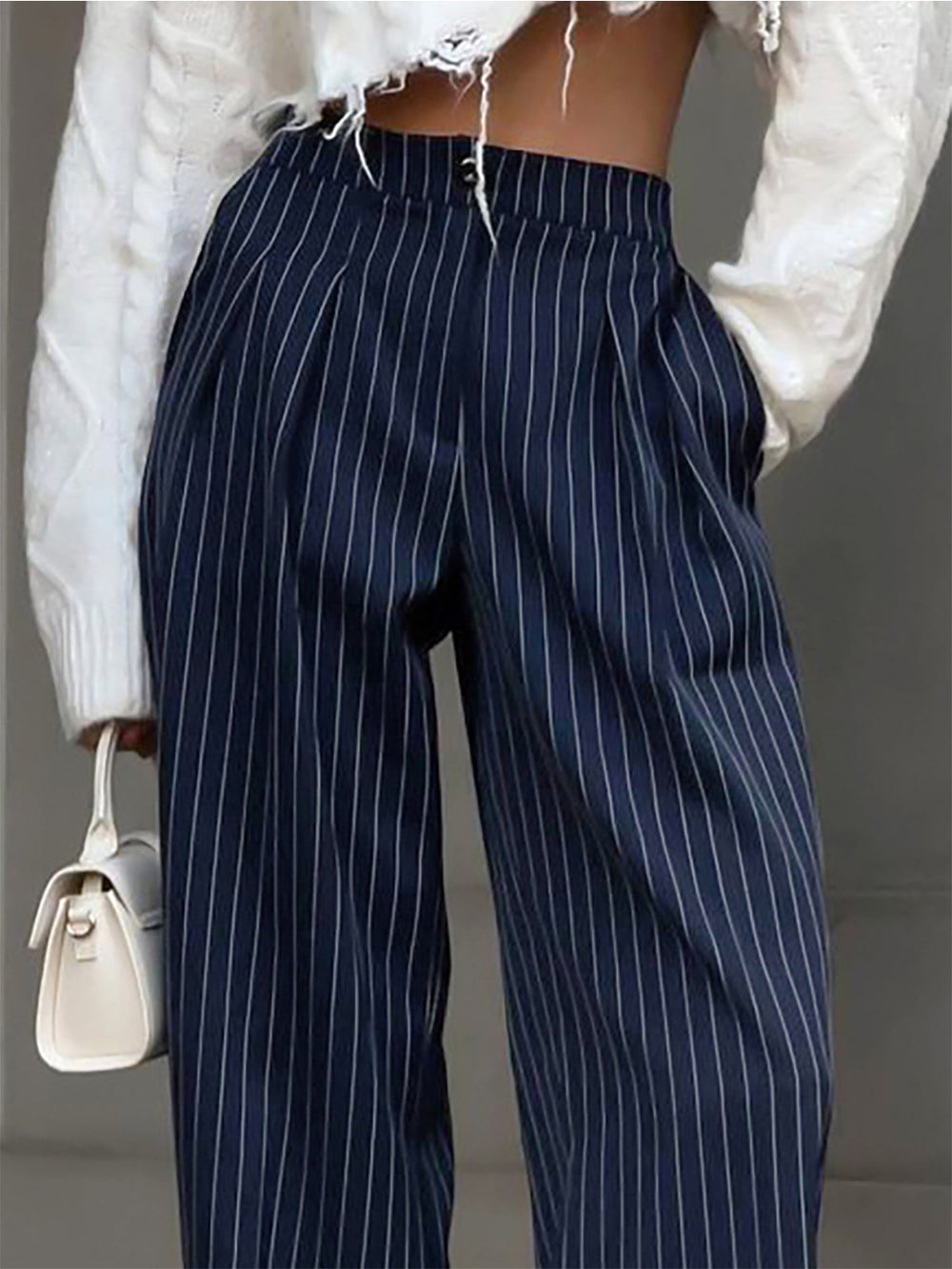 Pantalons Larges Plissés Pinstripe