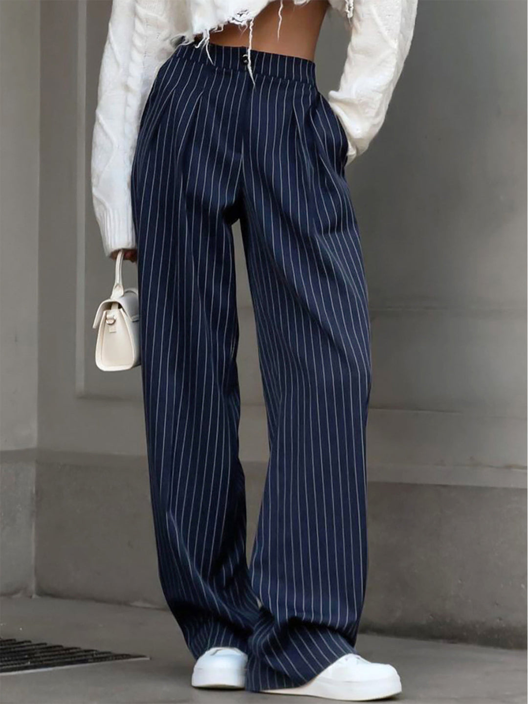 Pantalons Larges Plissés Pinstripe