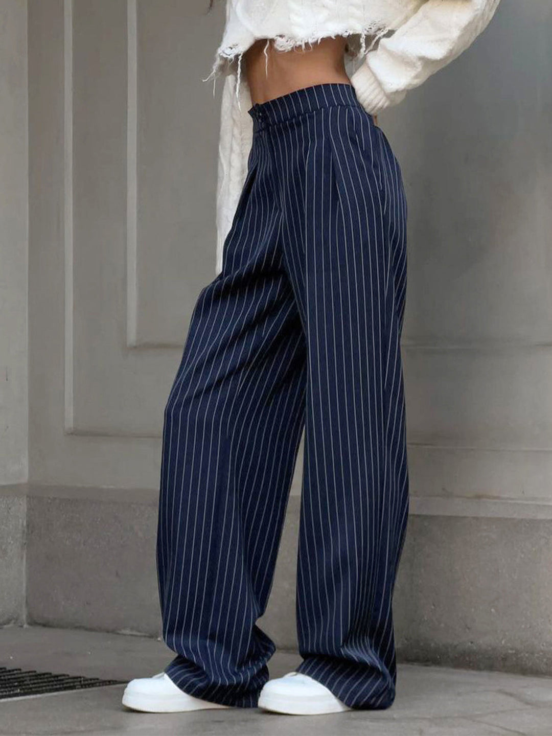Pantalons Larges Plissés Pinstripe