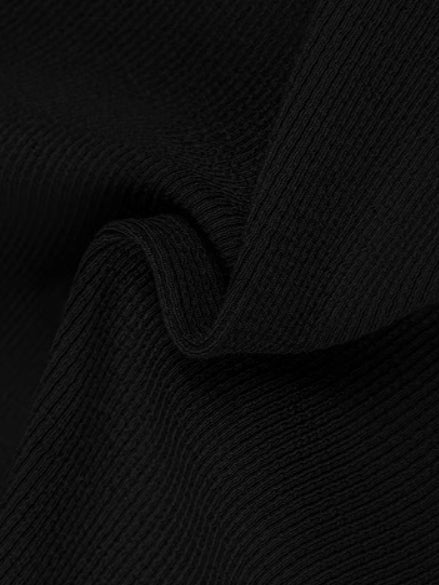 Chemise en tricot à manches longues et col carré contrastant