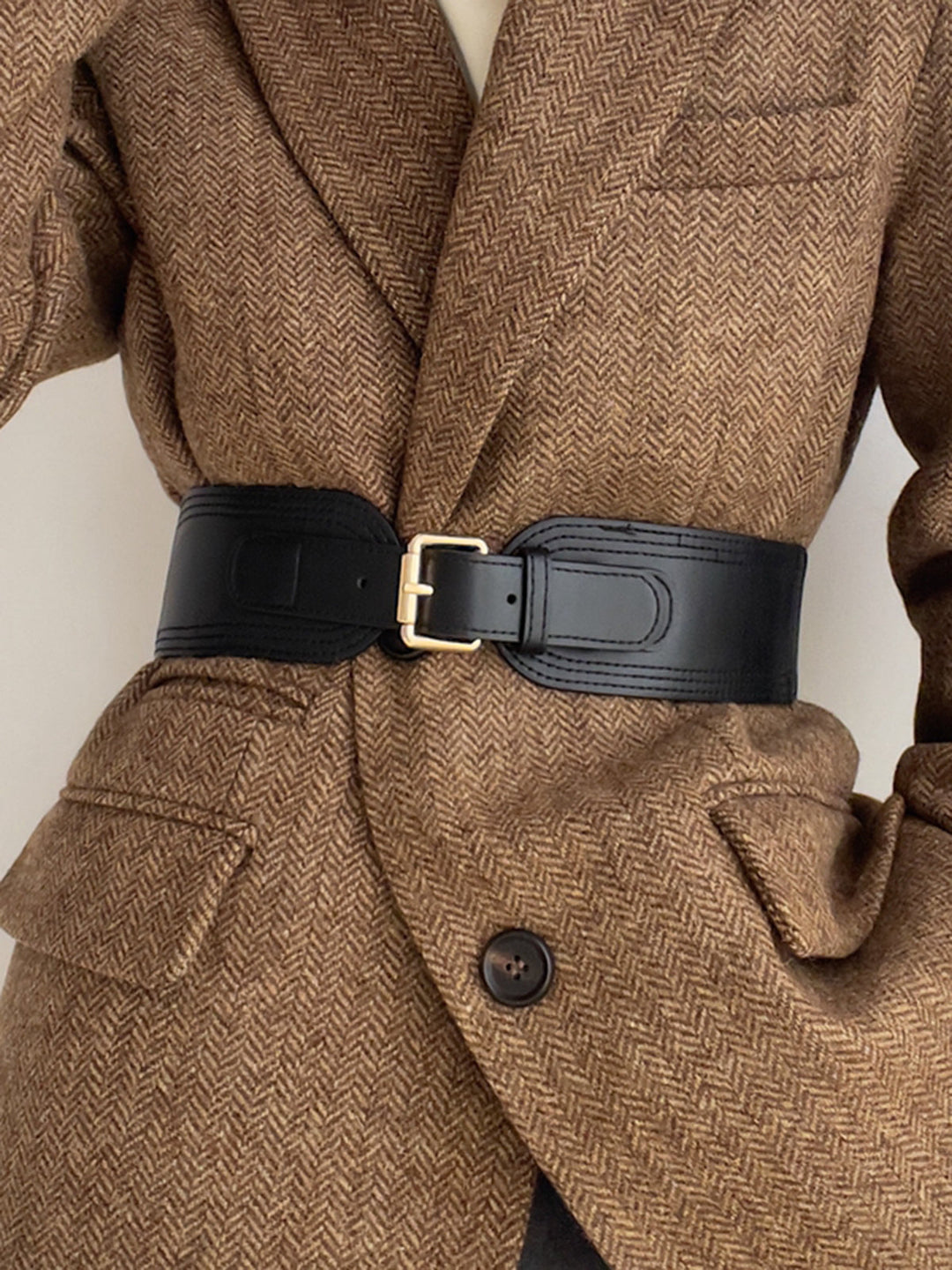 Ceinture Corset en Faux Cuir avec Boucle