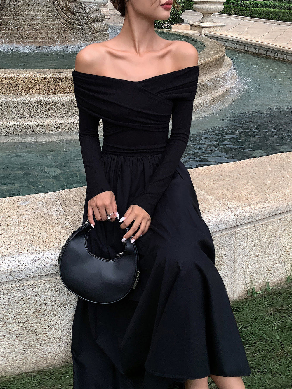 Robe Longue Col Off Shoulder et Criss Cross