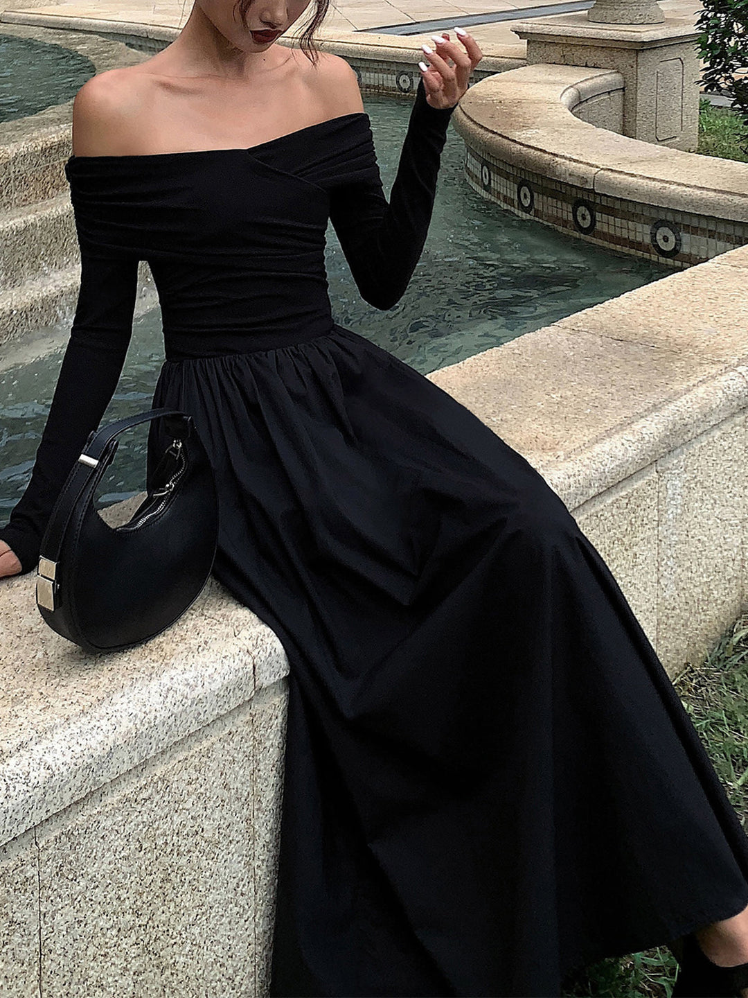 Robe Longue Col Off Shoulder et Criss Cross
