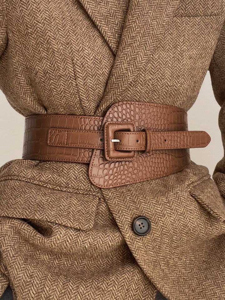 Ceinture en cuir façon serpent