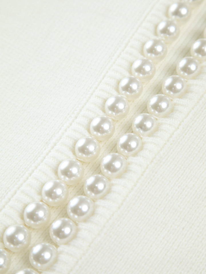 Cardigan à ourlet déchiré avec garniture en perles