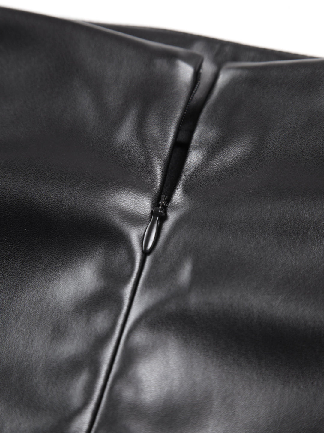 Jupe Midi Faux Cuir Ruchée à Fente