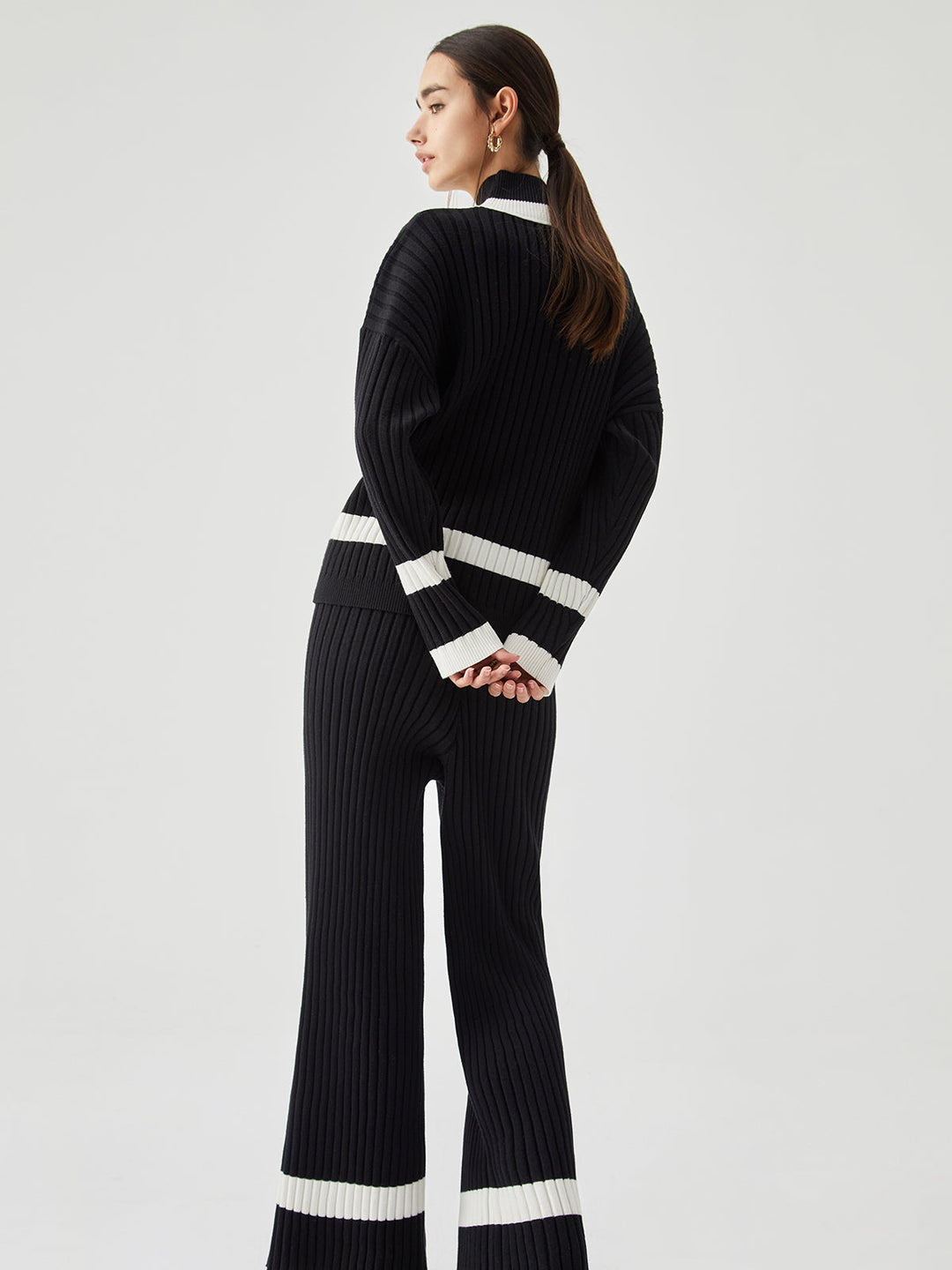 Pantalon de survêtement côtelé à bord contrastant