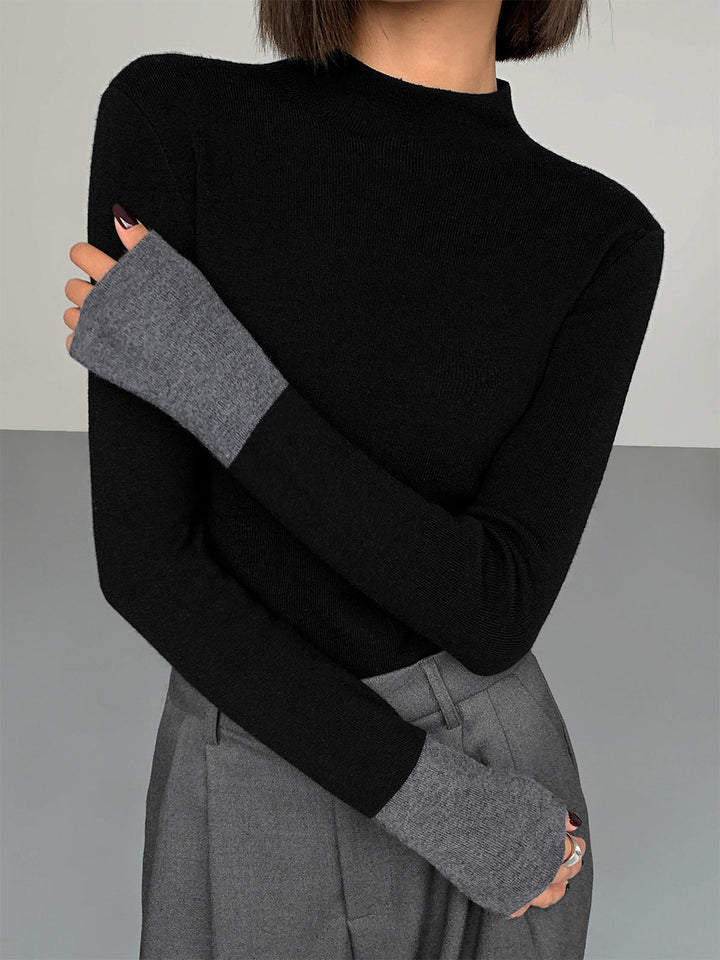 Haut en tricot avec poignets contrastants