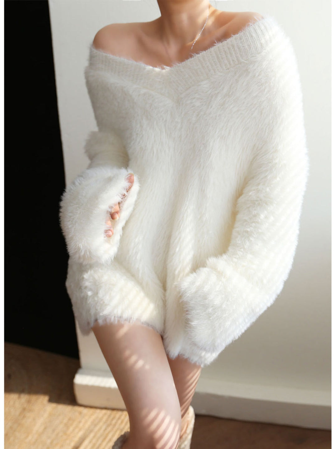 Pull ample en maille à col en V
