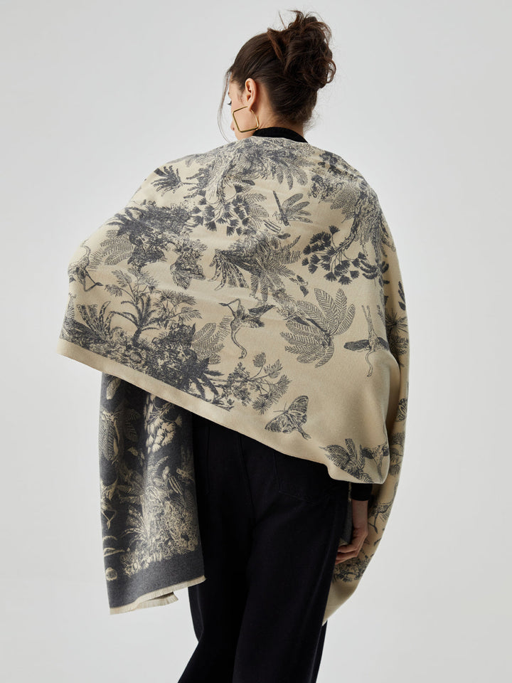 Écharpe Jacquard Double Face à Pompons