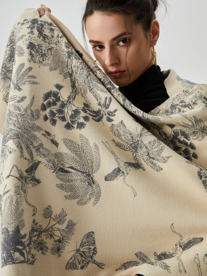 Écharpe Jacquard Double Face à Pompons